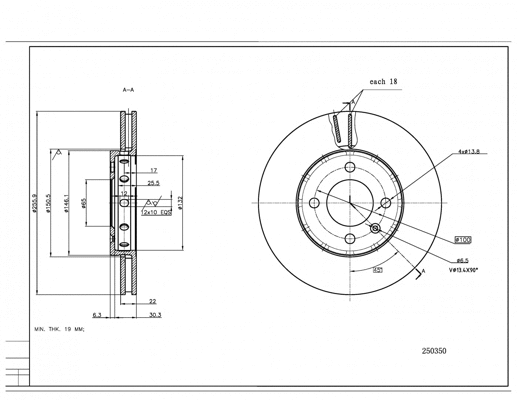 Disque de frein HART 250 350