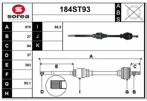 Arbre de transmission STARTCAR 184ST93