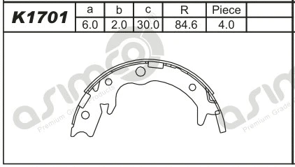 Jeu de mâchoires de frein ASIMCO K1701
