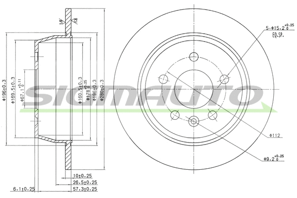 Disque de frein SIGMAUTO DBA861S