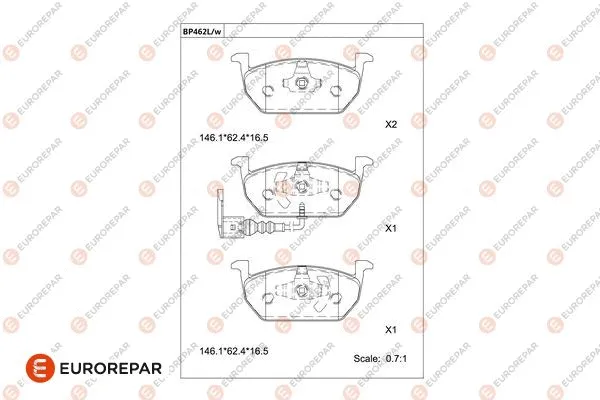 Kit de plaquettes de frein, frein à disque EUROREPAR 1681239080
