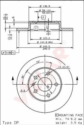 Disque de frein VILLAR 628.1728