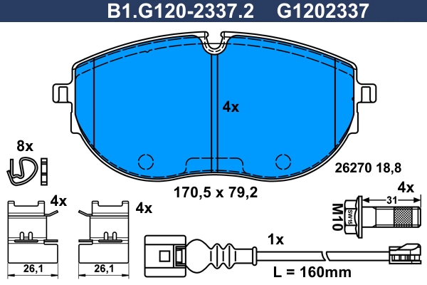 Kit de plaquettes de frein, frein à disque GALFER B1.G120-2337.2