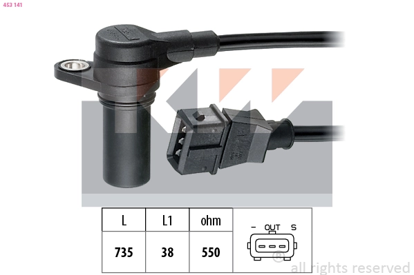 Capteur d'angle, vilebrequin KW 453 141