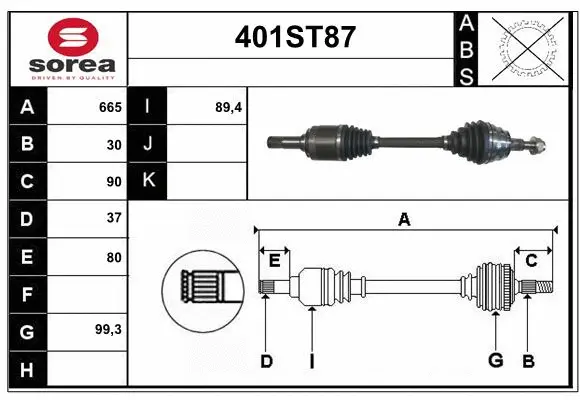 Arbre de transmission STARTCAR 401ST87