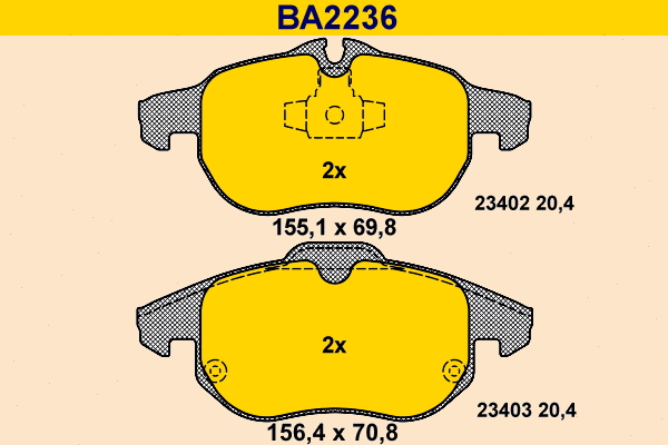 Kit de plaquettes de frein, frein à disque BARUM BA2236