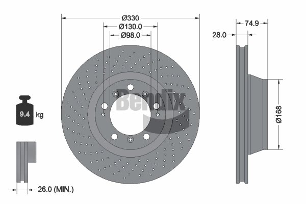 Disque de frein BENDIX Braking BDS2326LHC