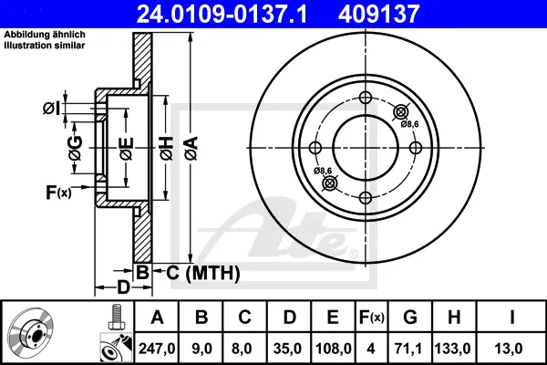 Disque de frein ATE-APAC 24.0109-0137.1