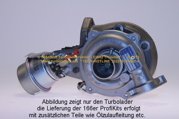 Turbocompresseur, suralimentation SCHLÜTTER TURBOLADER 166-00316