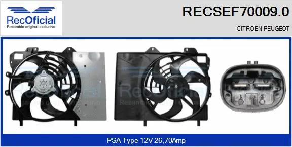 Moteur électrique, ventilateur pour radiateurs RECOFICIAL RECSEF70009.0
