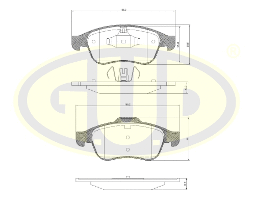 Kit de plaquettes de frein, frein à disque G.U.D. GBP124810