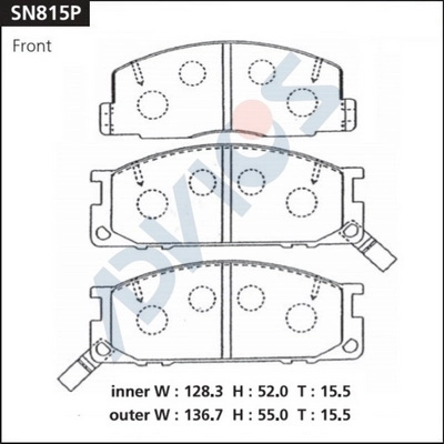 Kit de plaquettes de frein, frein à disque ADVICS SN815P