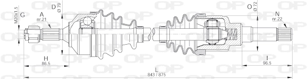 Arbre de transmission OPEN PARTS DRS6259.00
