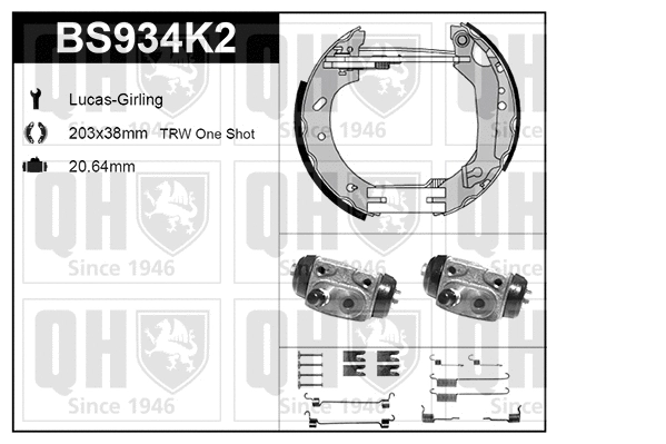 Jeu de mâchoires de frein QUINTON HAZELL BS934K2