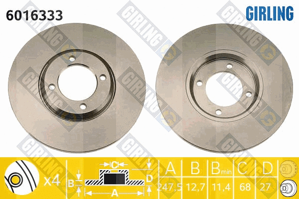 Disque de frein GIRLING 6016333