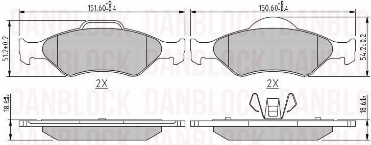 Kit de plaquettes de frein, frein à disque DANBLOCK DB 510375