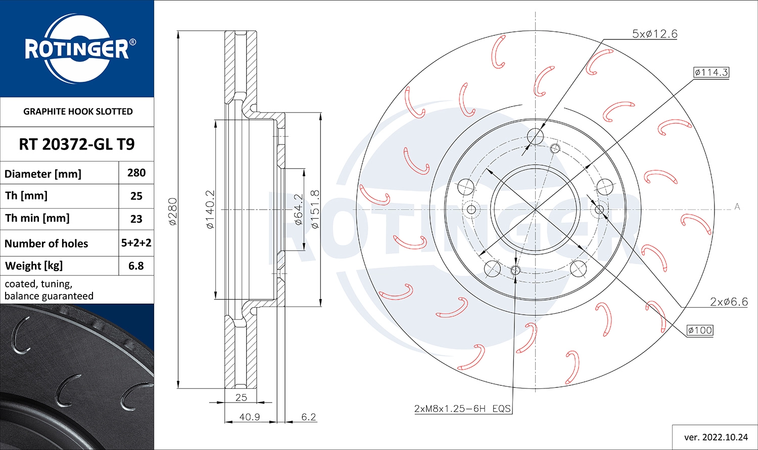 Disque de frein ROTINGER RT 20372-GL T9
