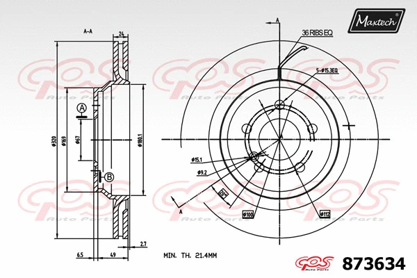 Disque de frein MAXTECH 873634