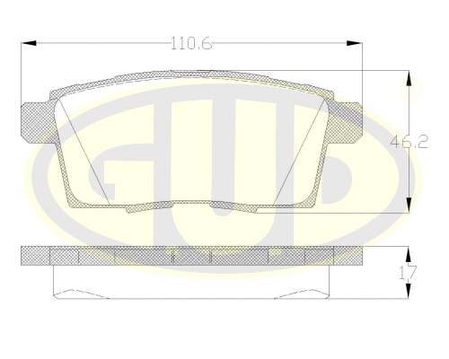 Kit de plaquettes de frein, frein à disque G.U.D. GBP126800