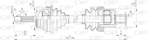 Arbre de transmission OPEN PARTS DRS6172.00
