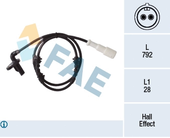Capteur, vitesse de roue FAE 78407