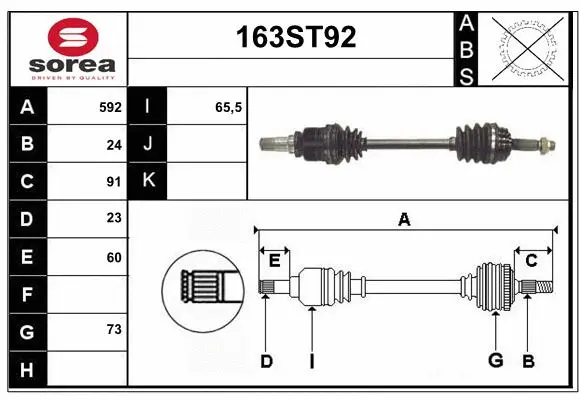 Arbre de transmission STARTCAR 163ST92