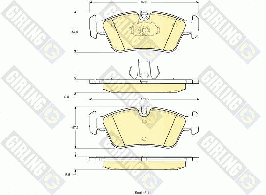Kit de plaquettes de frein, frein à disque GIRLING 6113482