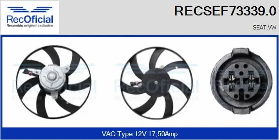 Ventilateur, refroidissement du moteur RECOFICIAL RECSEF73339.0