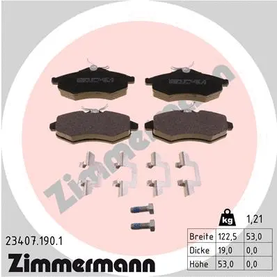 Kit de plaquettes de frein, frein à disque ZIMMERMANN 23407.190.1