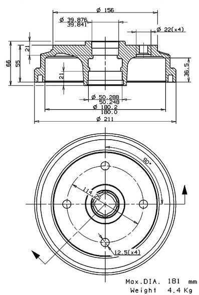 Tambour de frein VILLAR 627.0169