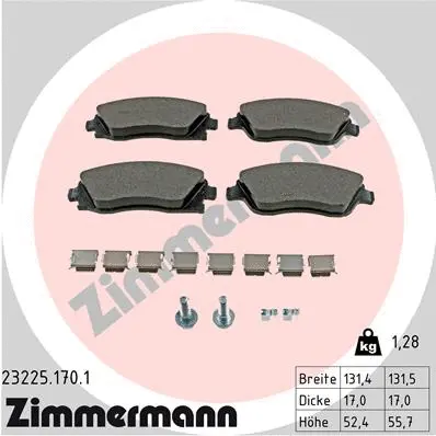 Kit de plaquettes de frein, frein à disque ZIMMERMANN 23225.170.1