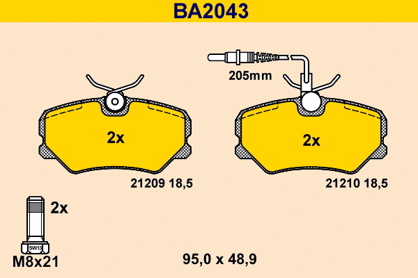 Kit de plaquettes de frein, frein à disque BARUM BA2043