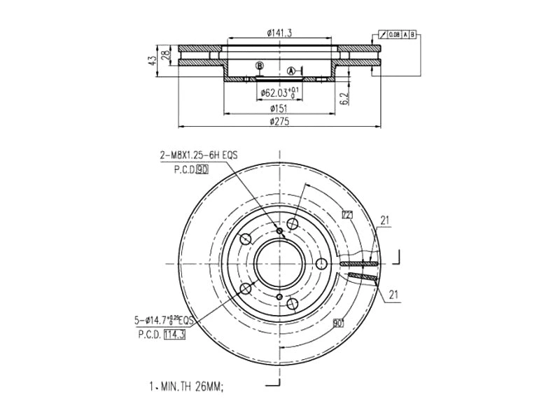 Disque de frein A.Z. Meisterteile AZMT-44-024-1458