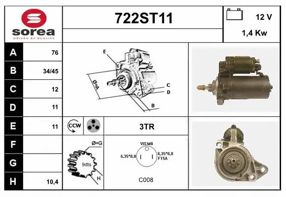 Démarreur STARTCAR 722ST11
