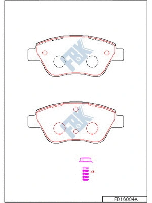 Kit de plaquettes de frein, frein à disque FBK FD16004A