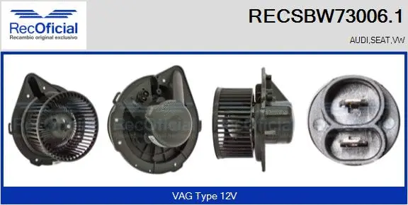 Pulseur d'air habitacle RECOFICIAL RECSBW73006.1