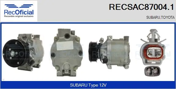 Compresseur, climatisation RECOFICIAL RECSAC87004.1