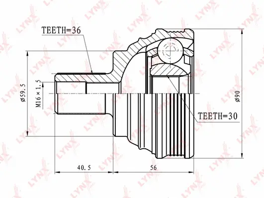 Jeu de joints, arbre de transmission LYNXAUTO CO-8003