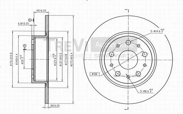 Disque de frein TREVI AUTOMOTIVE BD1024