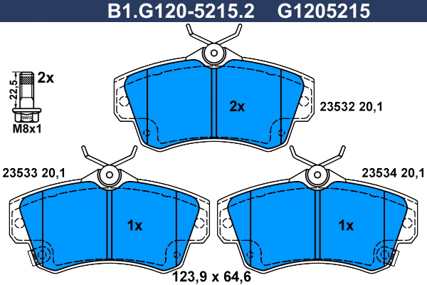 Kit de plaquettes de frein, frein à disque GALFER B1.G120-5215.2