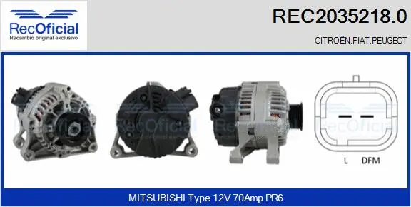 Alternateur RECOFICIAL REC2035218.0