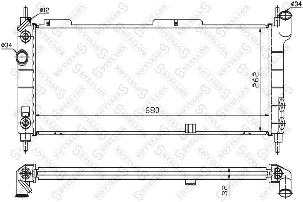 Radiateur, refroidissement du moteur STELLOX 10-25136-SX