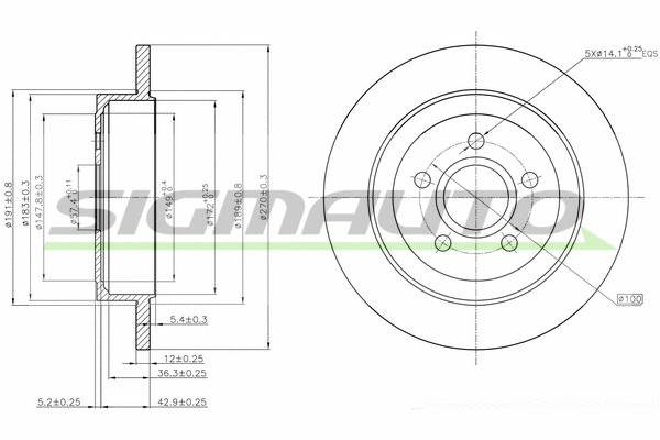 Disque de frein SIGMAUTO DBB911S