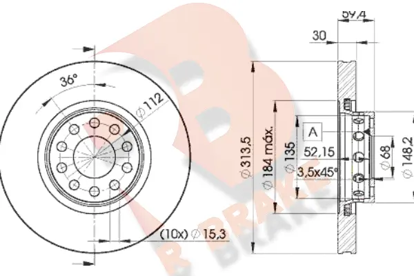 Disque de frein R BRAKE 78RBD28015