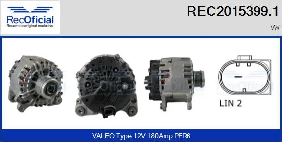 Alternateur RECOFICIAL REC2015399.1