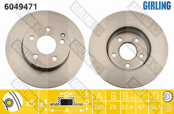 Disque de frein GIRLING 6049471