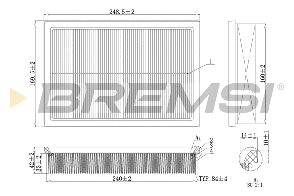 Filtre à air BREMSI FA2130