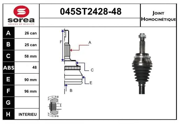 Jeu de joints, arbre de transmission STARTCAR 045ST2428-48