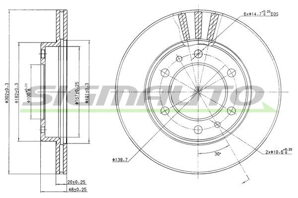 Disque de frein SIGMAUTO DBA347V