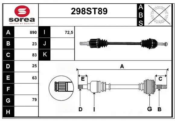 Arbre de transmission STARTCAR 298ST89